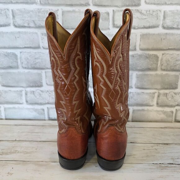 Vintage Tony Lama Iguana Lizard Boots Western Cowboy Mens 7 D Brown Distressed - Picture 4 of 11